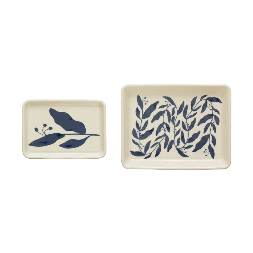 Stoneware Plates w/ Botanicals Set of 2