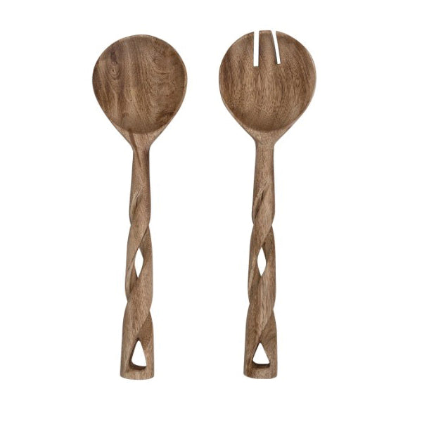 MangoWood Salad Servers with Twisted Handles