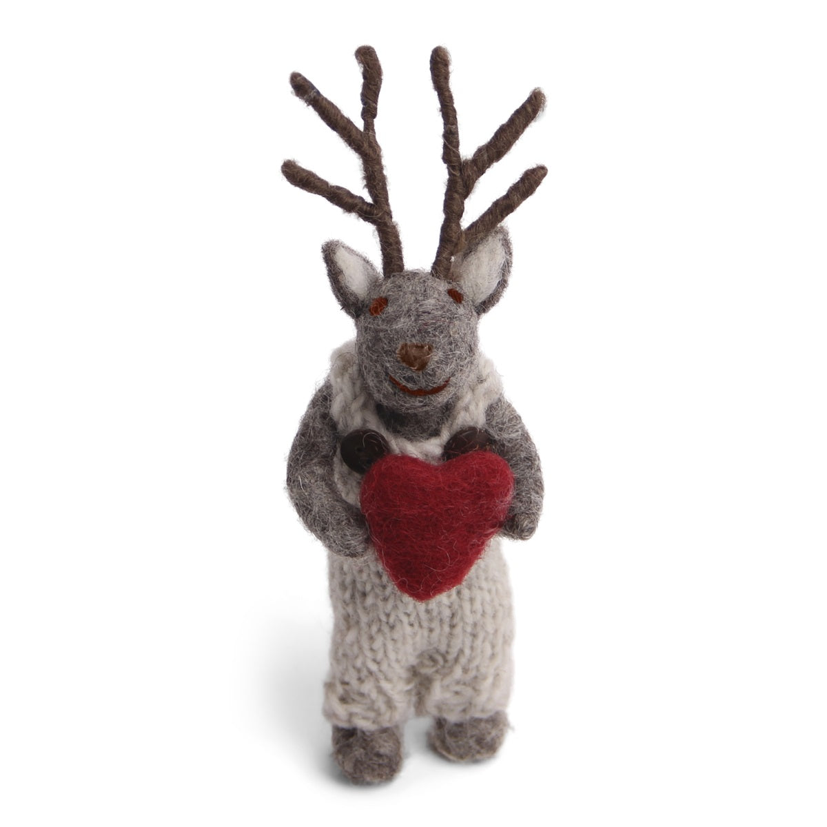 Small Grey Boy Deer ornament w/Heart