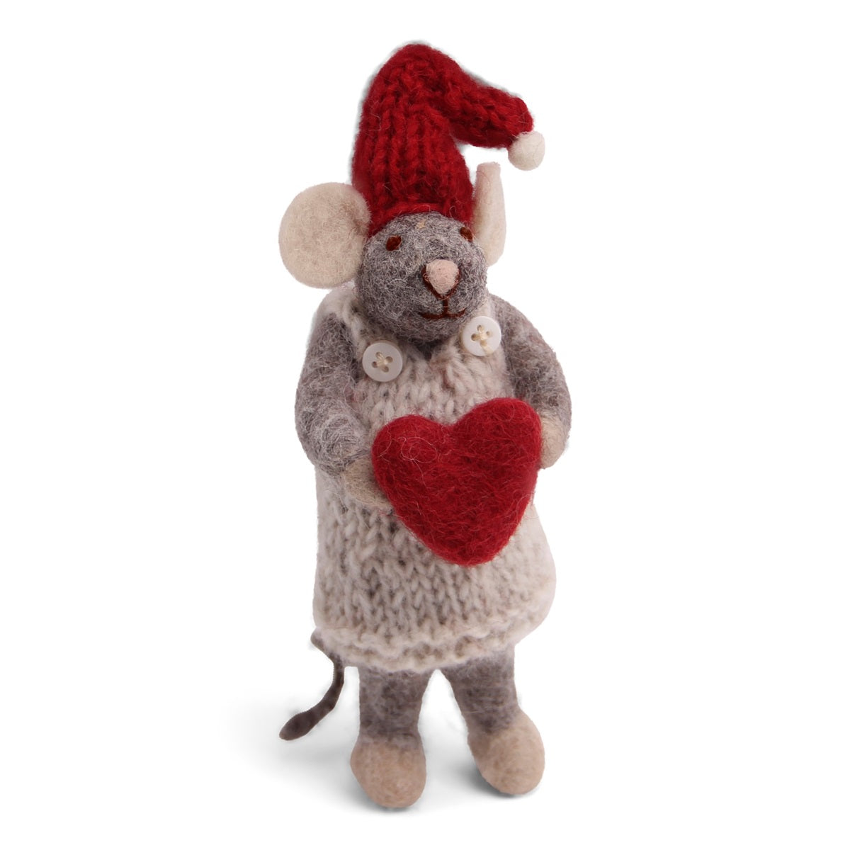 Small Grey Girly Mouse w/Heart -