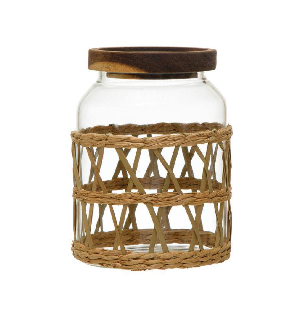 Glass Jar w/ Woven Sleeve -small