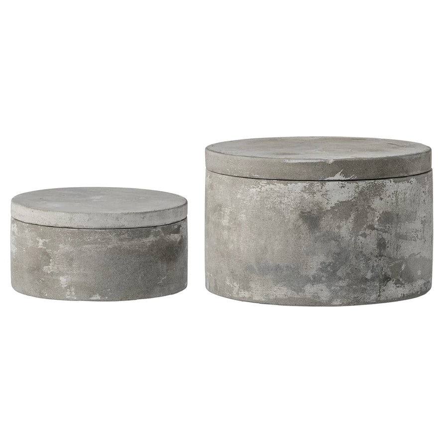 Cement Boxes with Lids, Set of 2