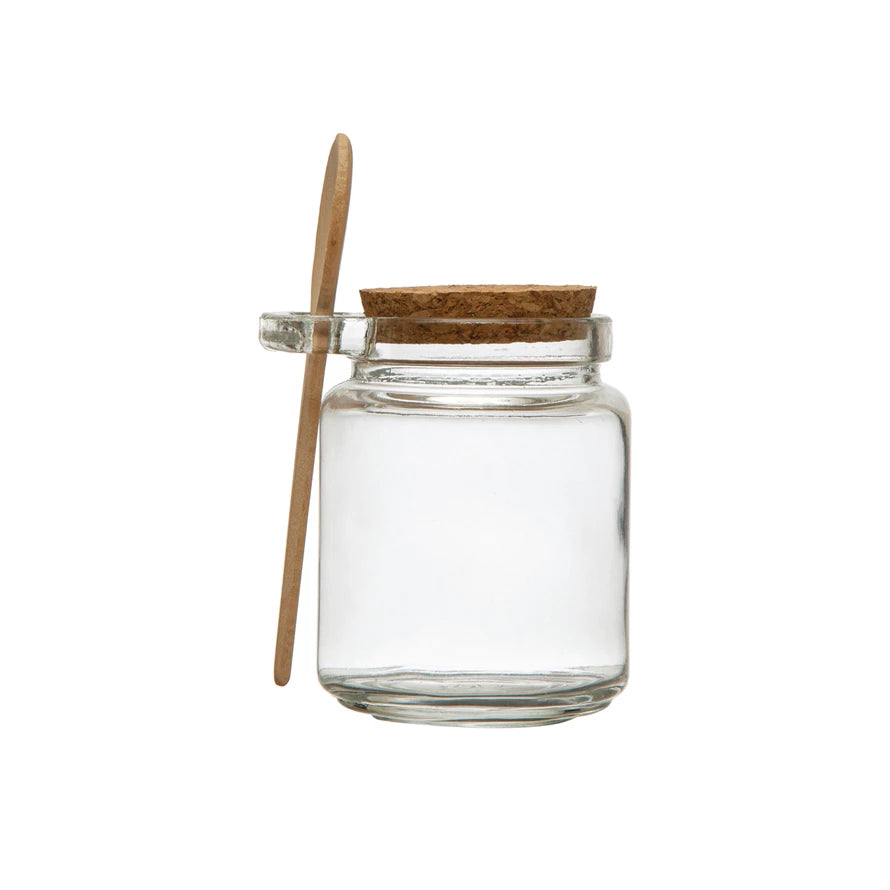 Glass Jar w/ Cork Lid & Wood Spoon 12oz.