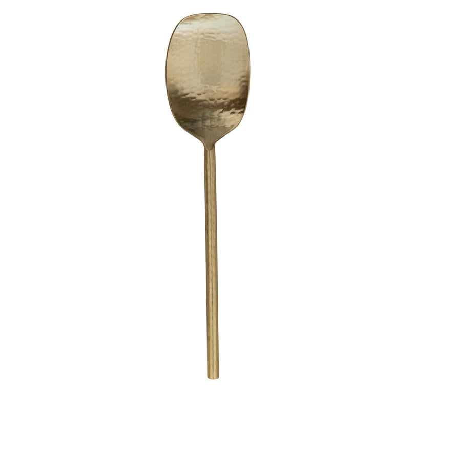 Hammered Stainless Steel Serving Spoon, Gold Finish