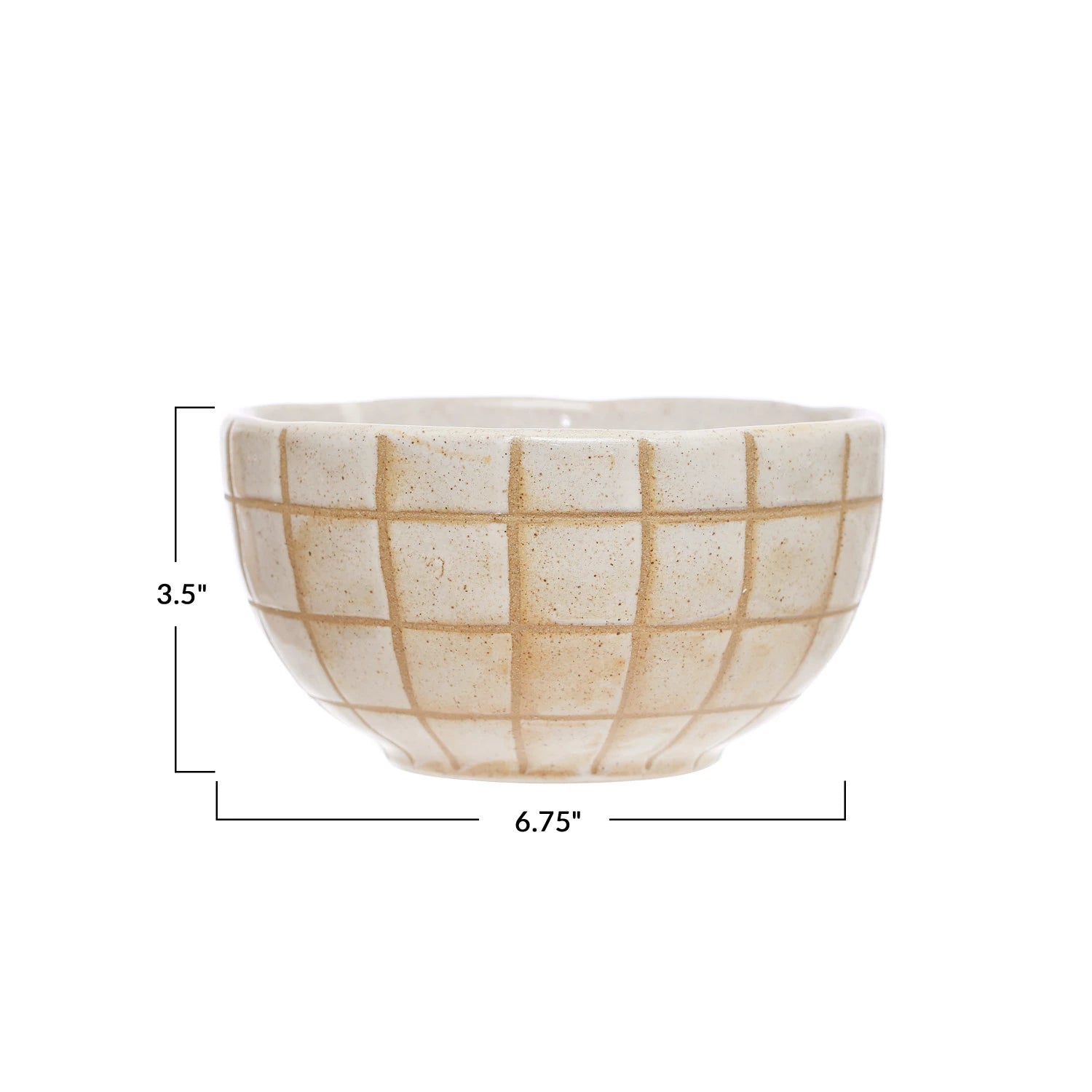 Stoneware Bowl w/ Wax Relief Grid Pattern, Reactive Glaze (Each One Will Vary)