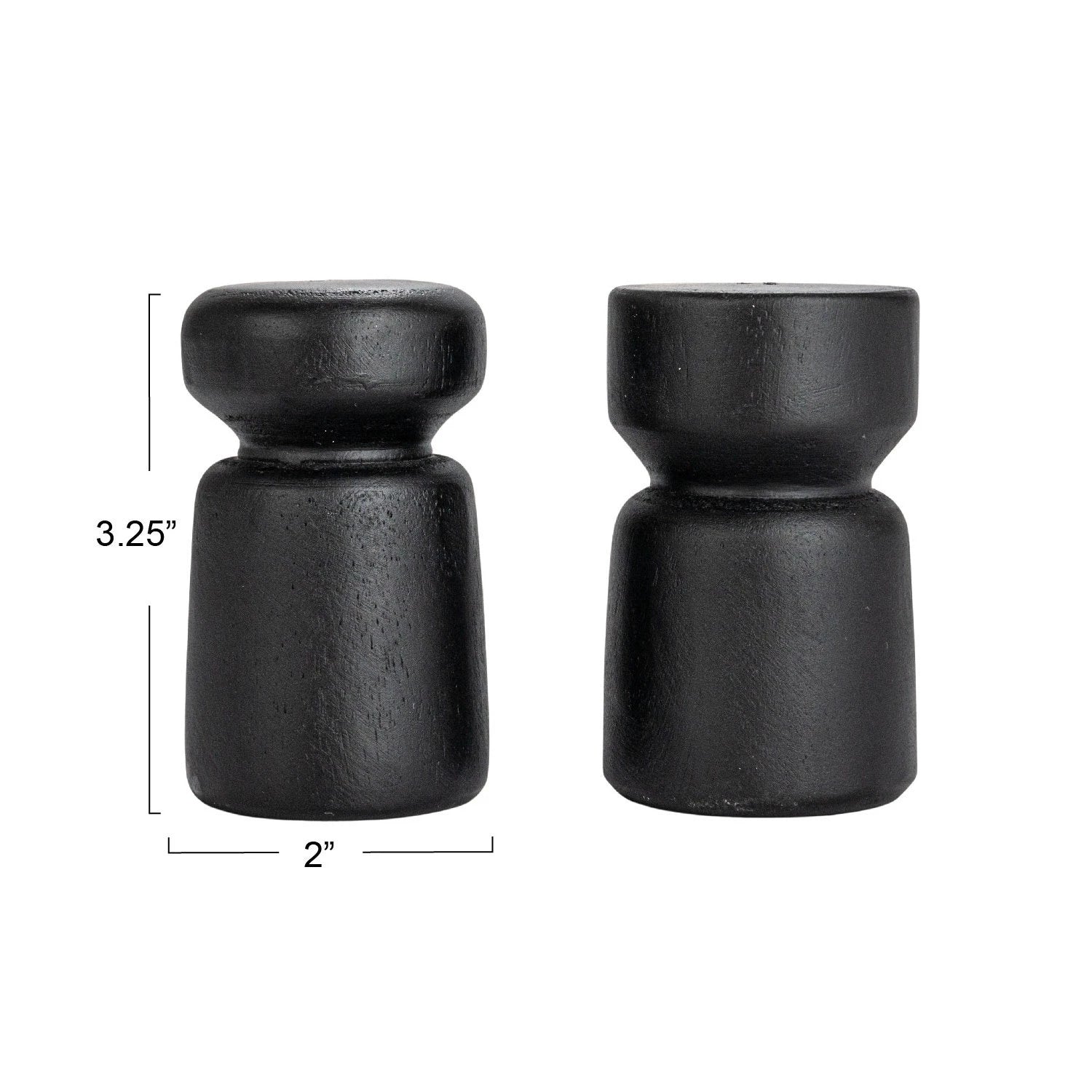 Mango Wood Salt & Pepper Shakers, Black, Set of 2