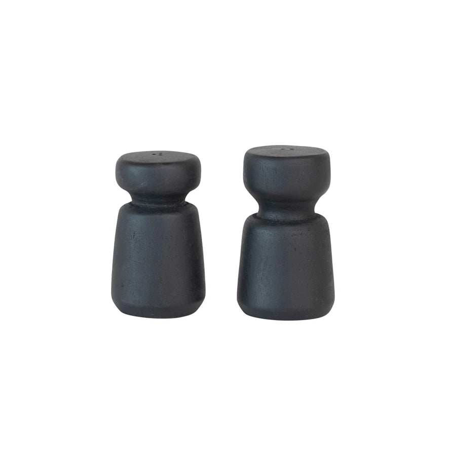 Mango Wood Salt & Pepper Shakers, Black, Set of 2