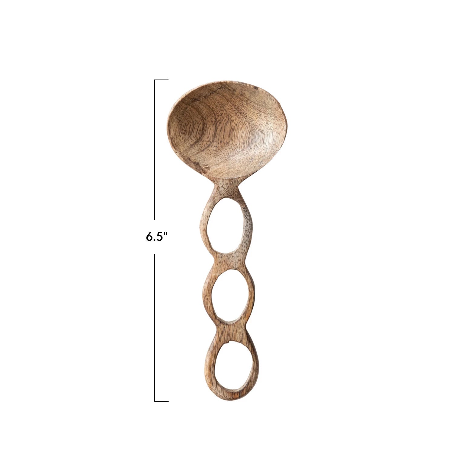 Carved Mango Wood Spoon w/ Circle Cut-Out Handle