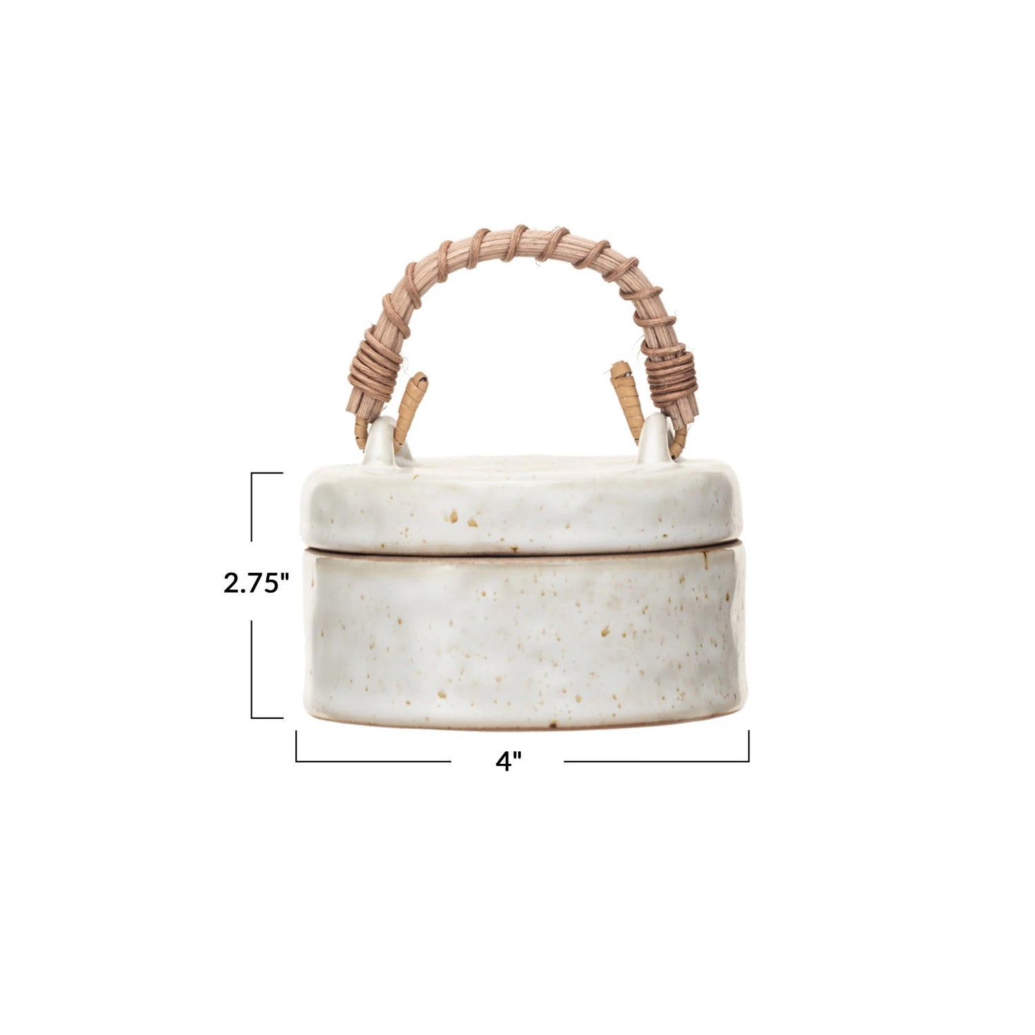 Stoneware Jar w/ Woven Rattan Handle