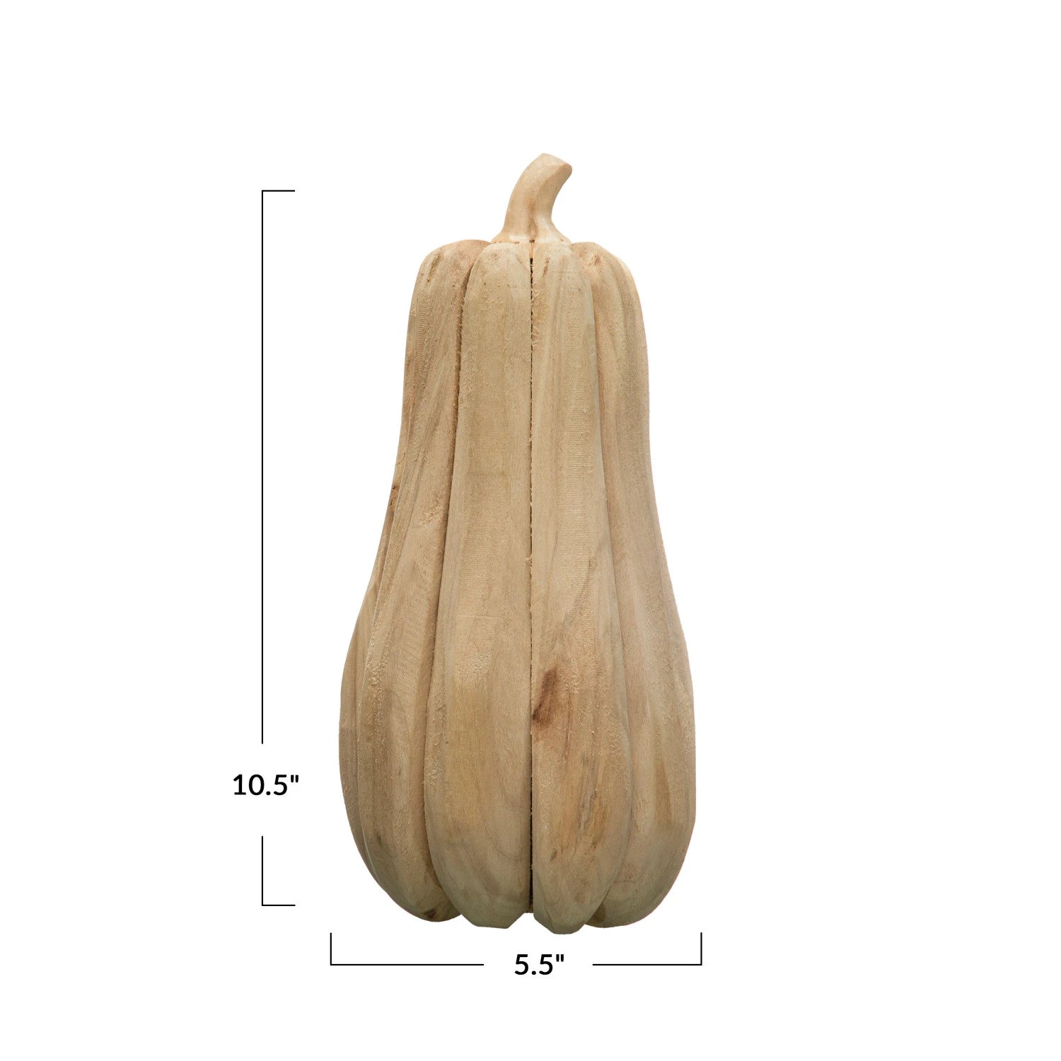 Hand-Carved Poplar Wood Pumpkin, Natural