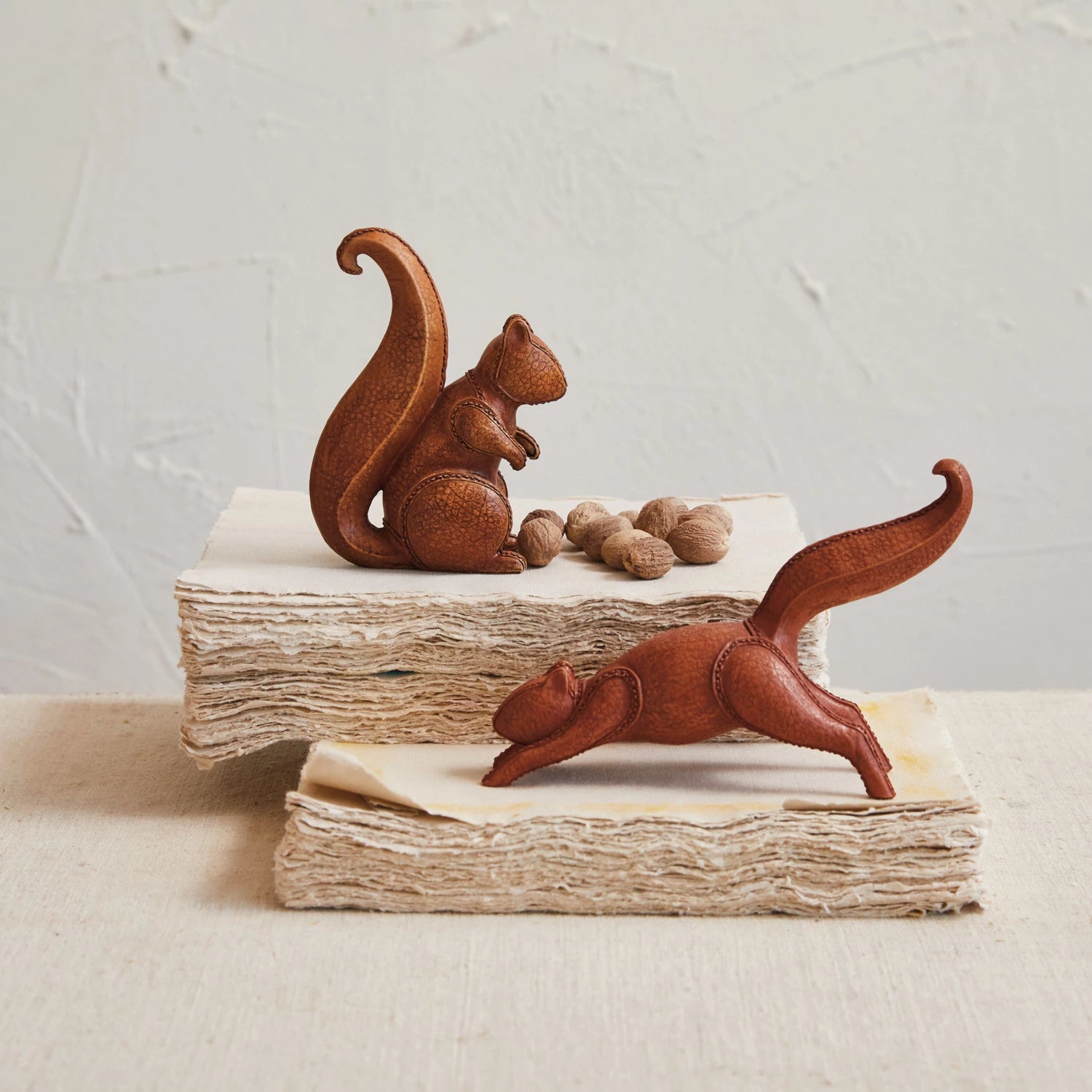 Resin Squirrel, Leather Finish, Brown, 2 Styles