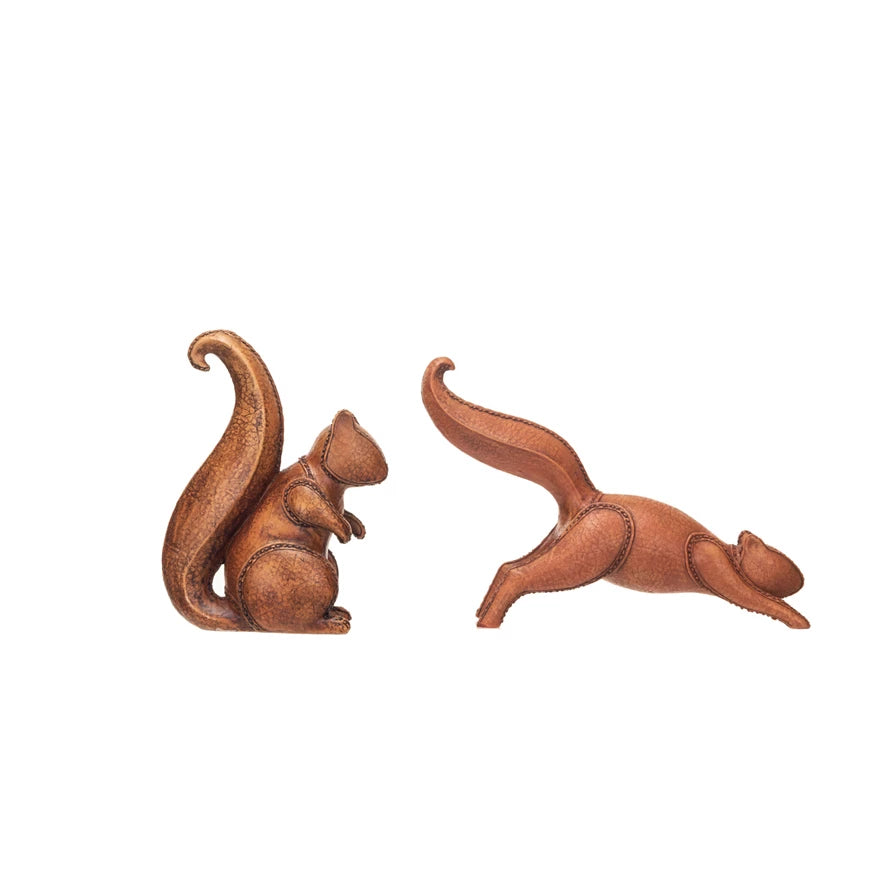 Resin Squirrel, Leather Finish, Brown, 2 Styles