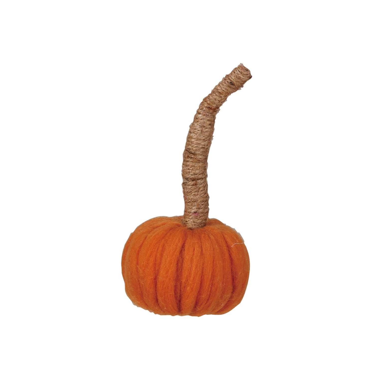 Wool Pumpkin w/ Jute Wrapped Stem, Orange Color