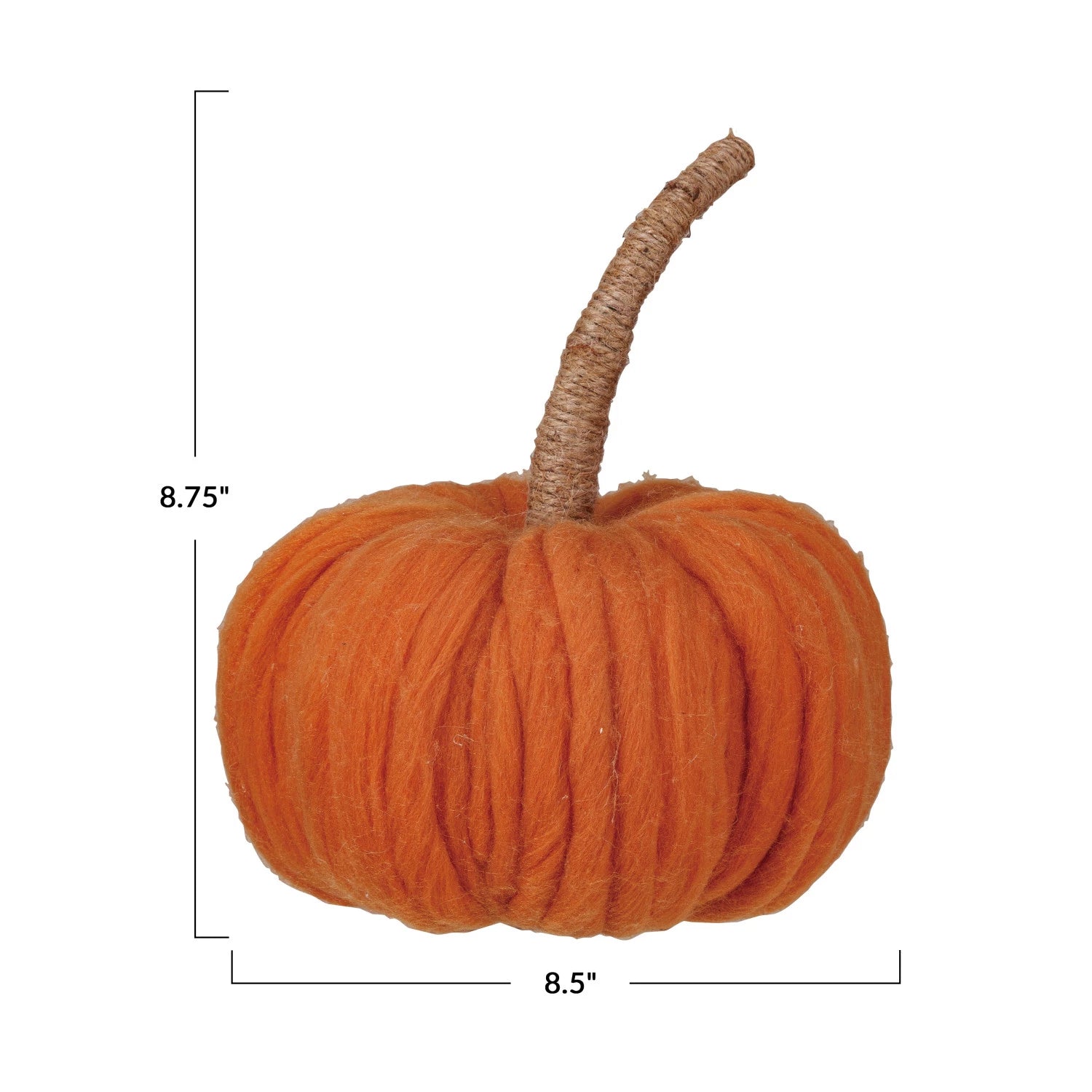 Wool Pumpkin w/ Jute Wrapped Stem, Orange Color