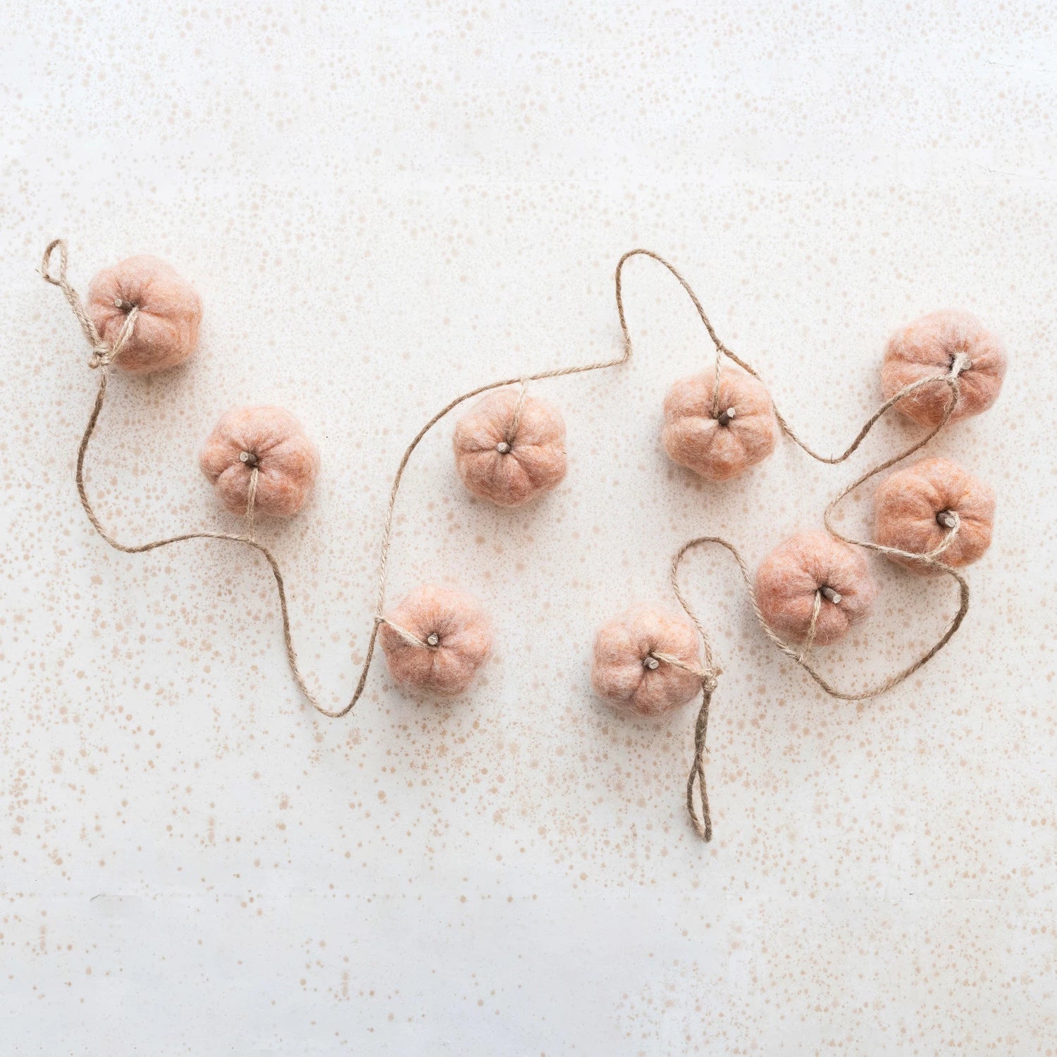 Felt Pumpkin Garland w/ Jute Cord, Orange Color & Natural