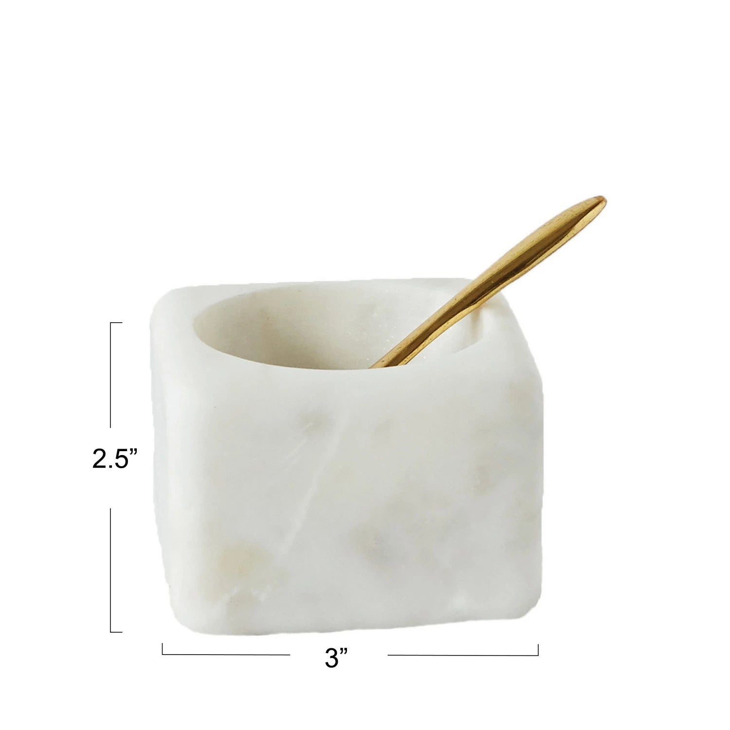 Marble Bowl with Brass Spoon, Set of 2