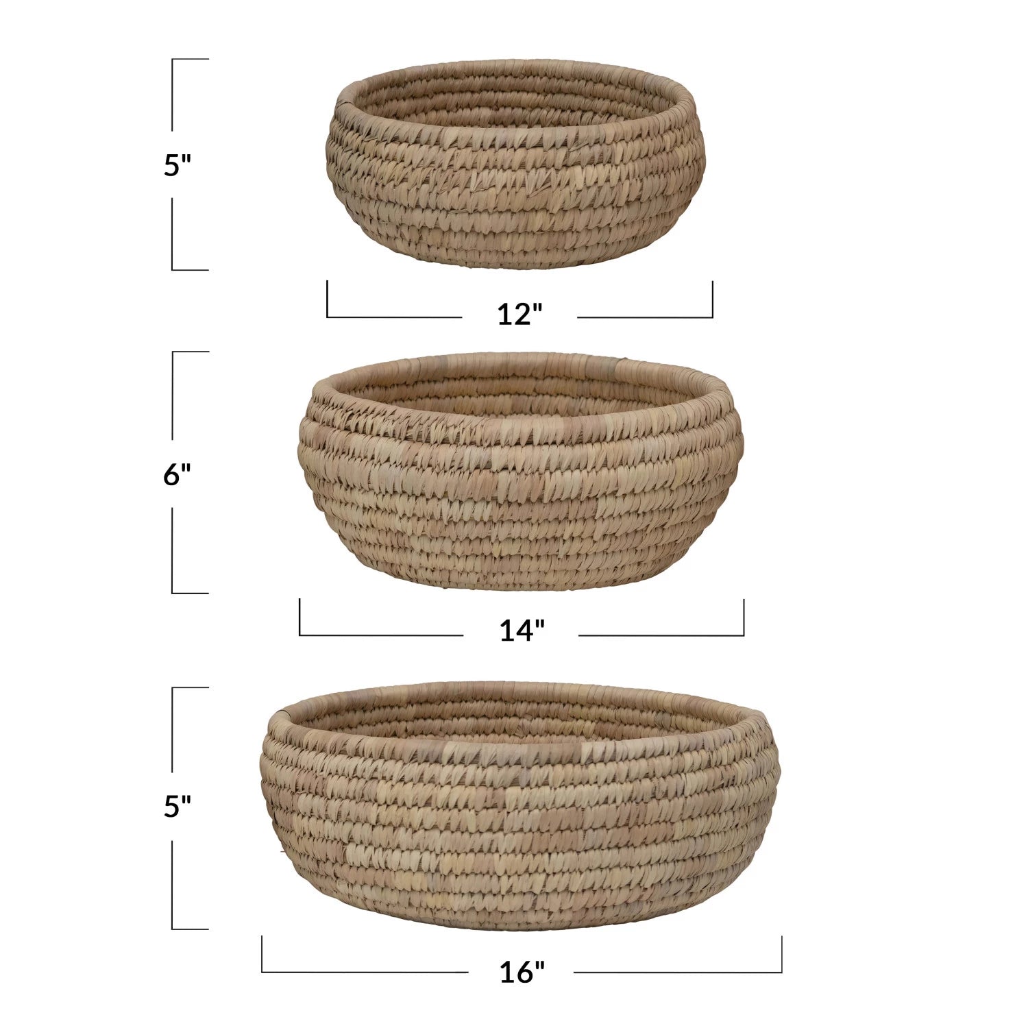 Grass and Date Leaf Baskets, Set of 3