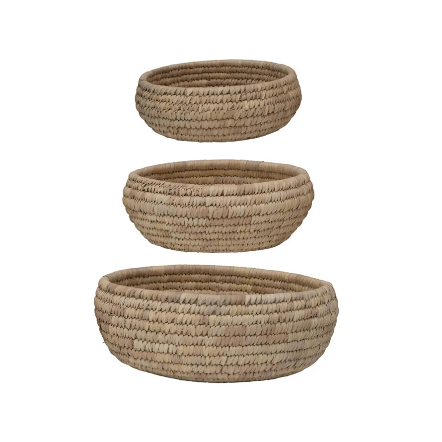 Grass and Date Leaf Baskets, Set of 3