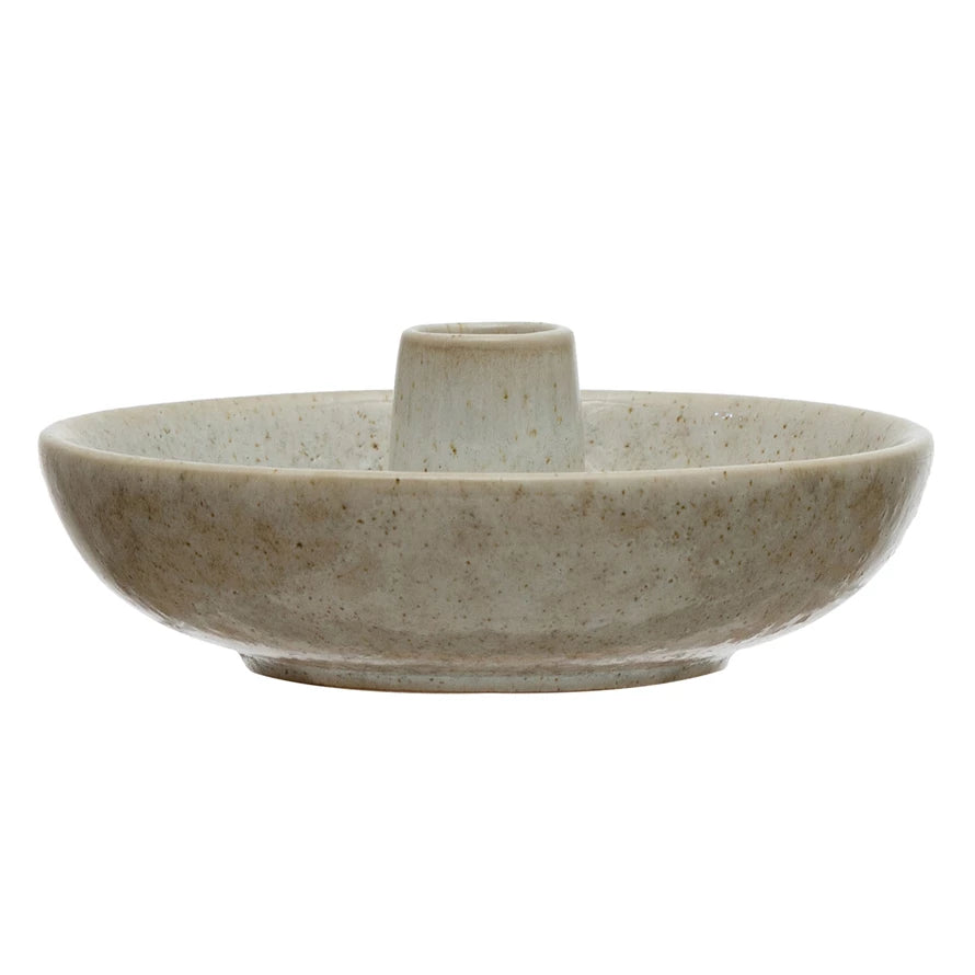 Stoneware Dish with Toothpick Holder with Glaze