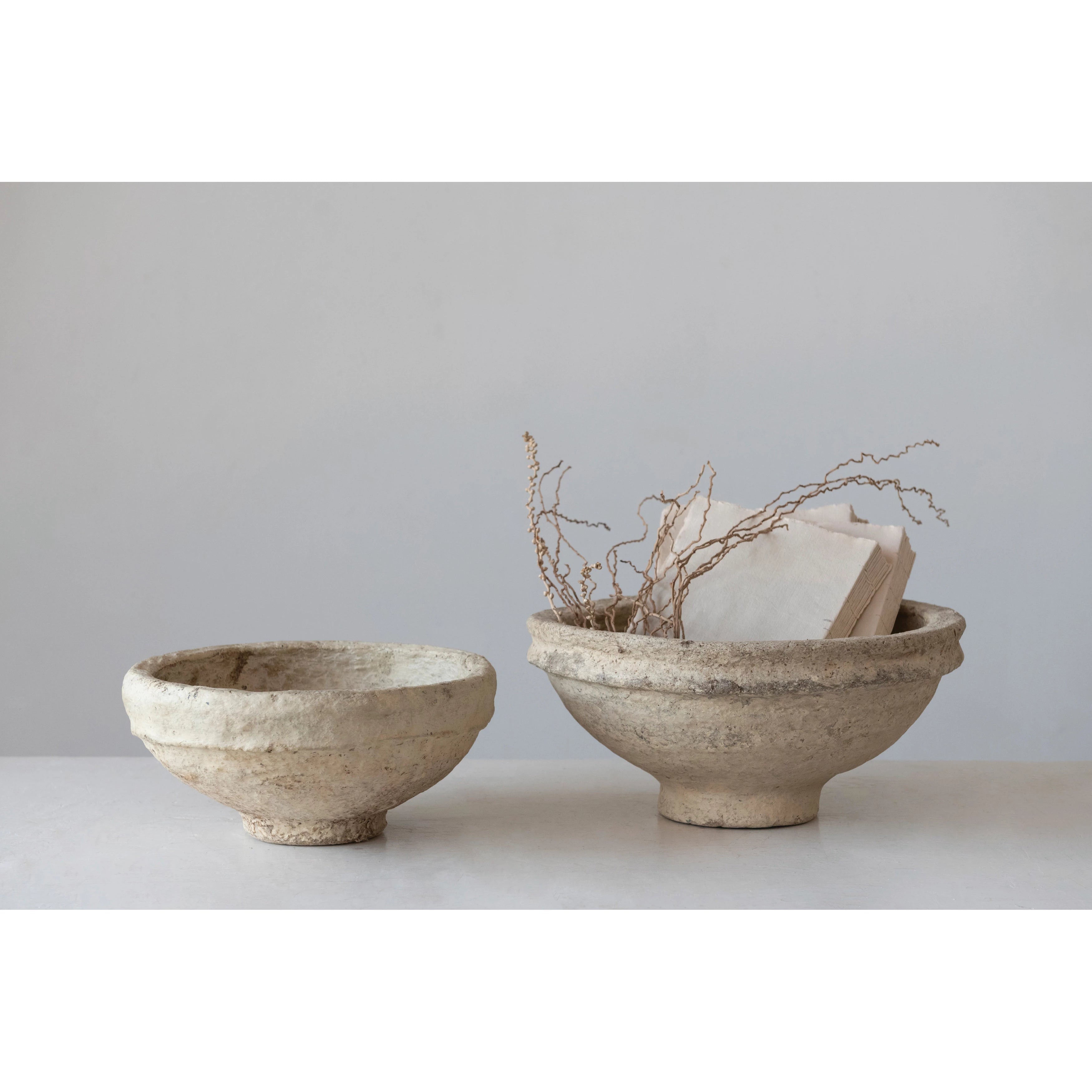 Found Decorative Paper Mache Bowls, Set of 2