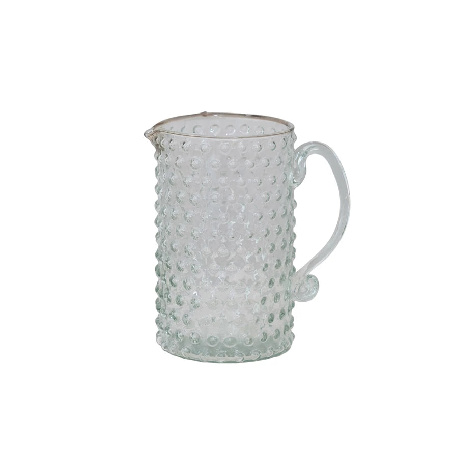 Hand-Blown Glass Hobnail Pitcher 42 oz.