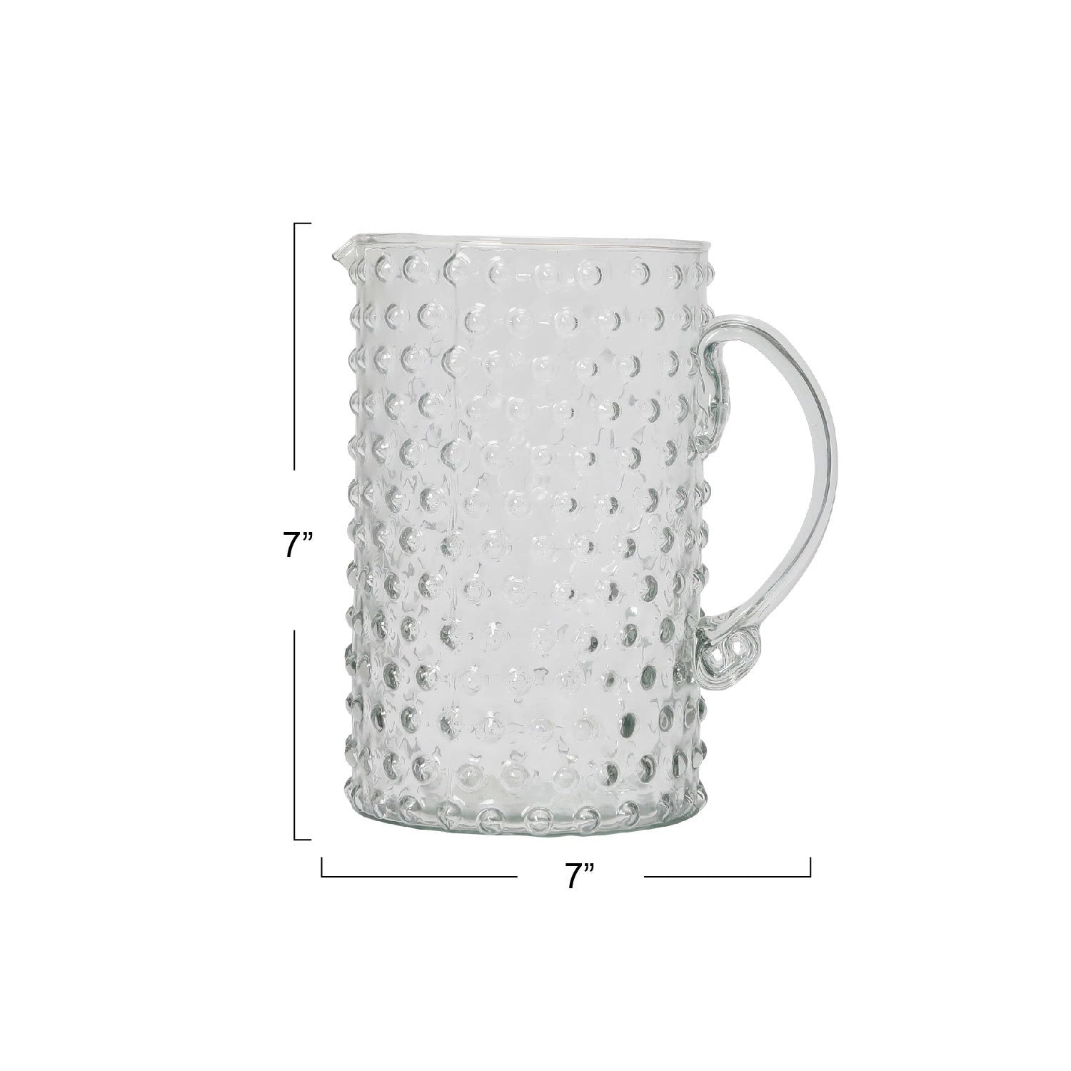 Hand-Blown Glass Hobnail Pitcher 42 oz.