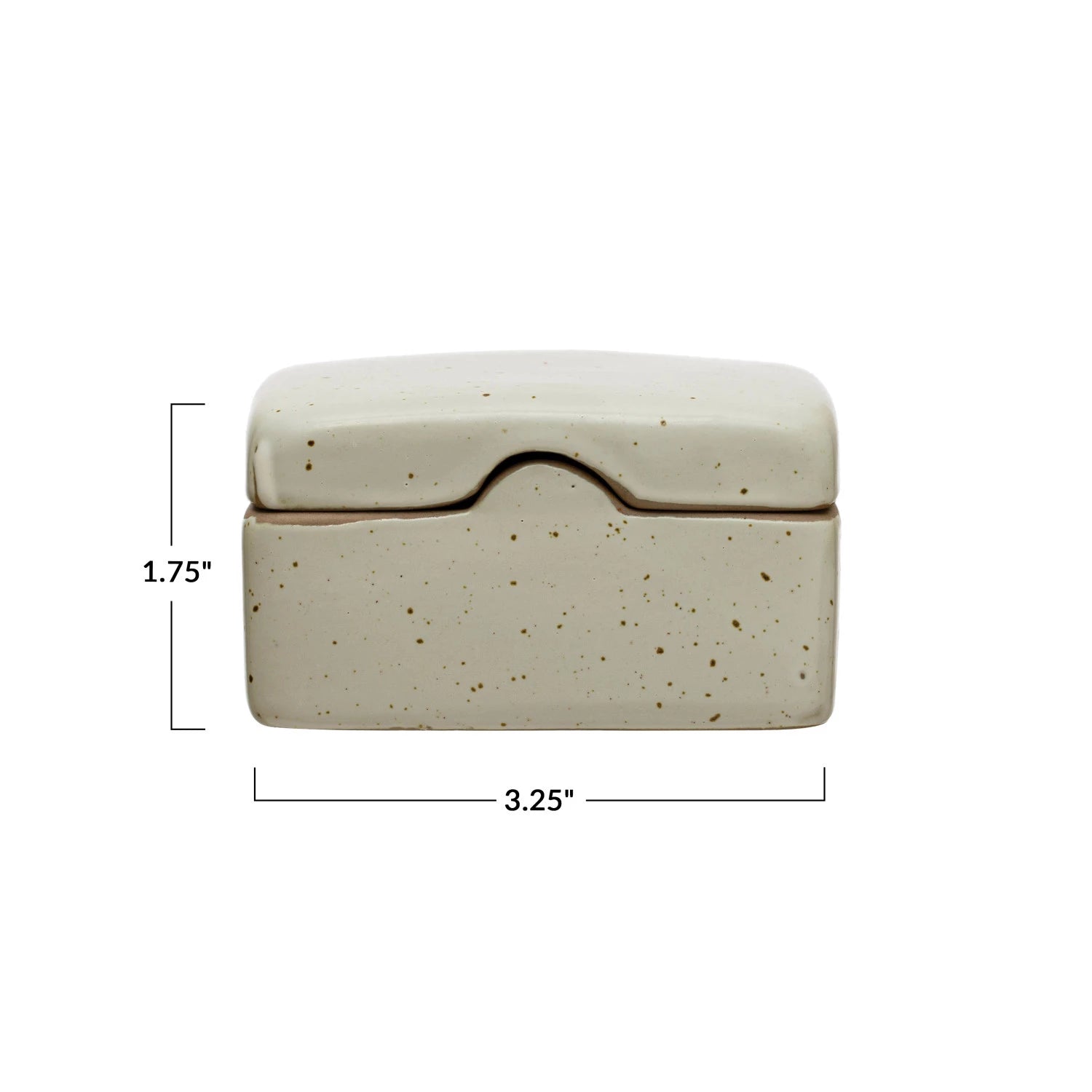 Stoneware Box w/ Lid, Reactive Glaze, White (Each One Will Vary)