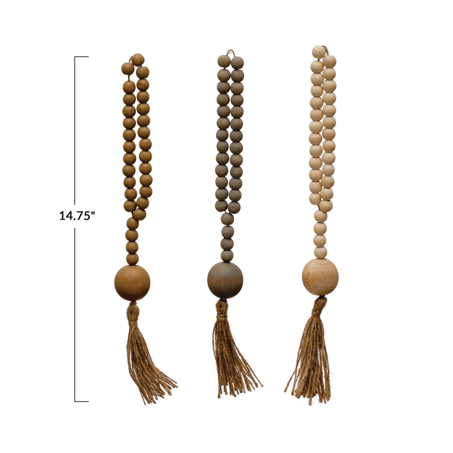 Wood Beads w/ Jute Rope Tassels