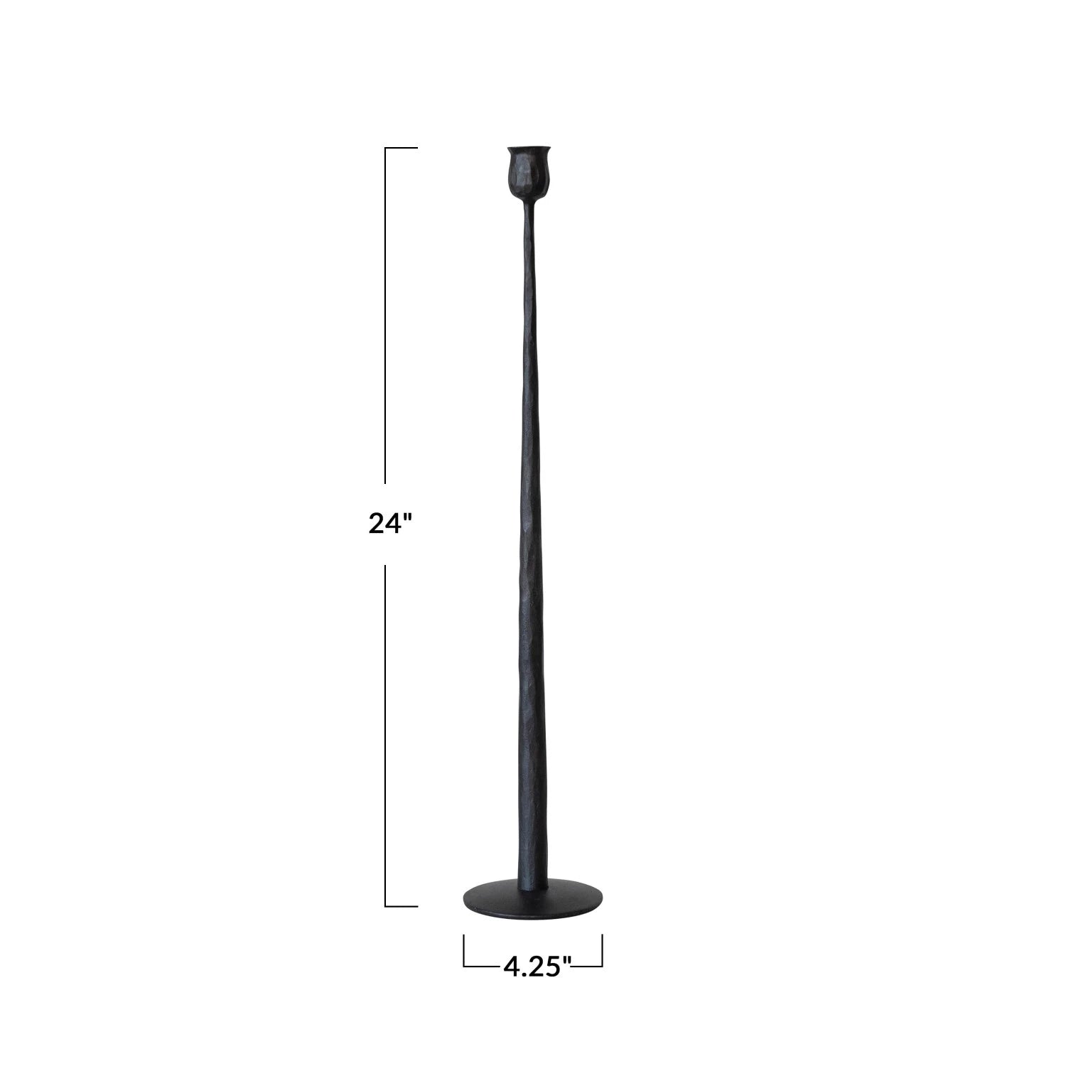 Hand-Forged Cast Iron Taper Holder, Black