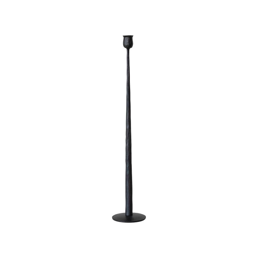 Hand-Forged Cast Iron Taper Holder, Black