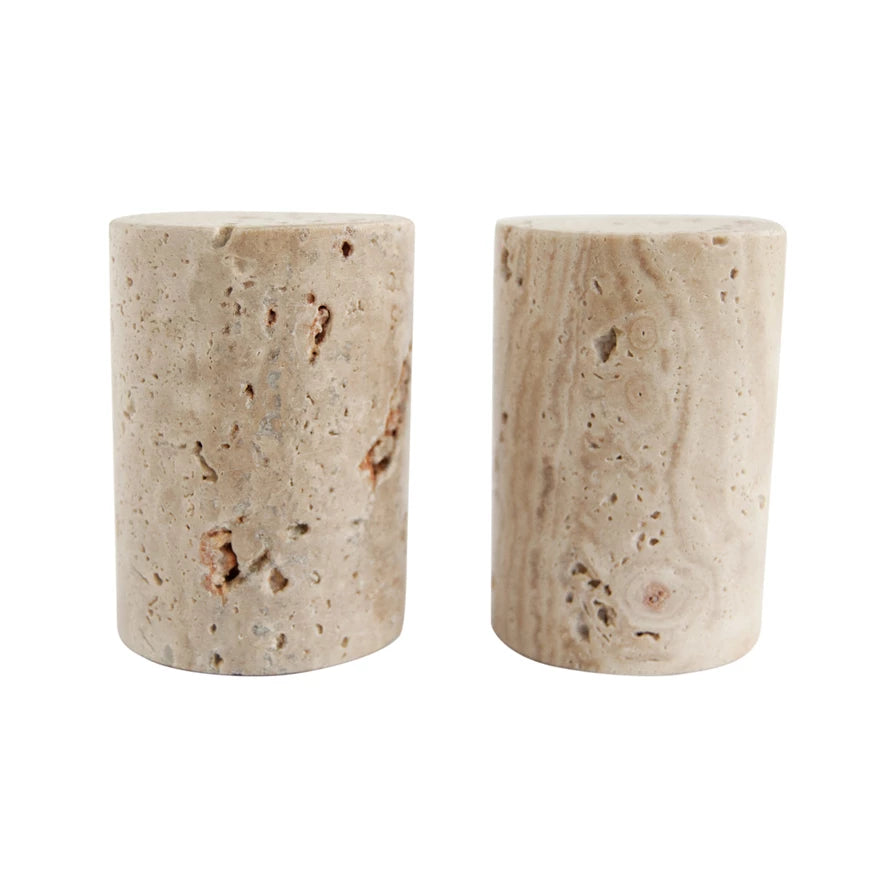 Travertine Salt & Pepper Shakers