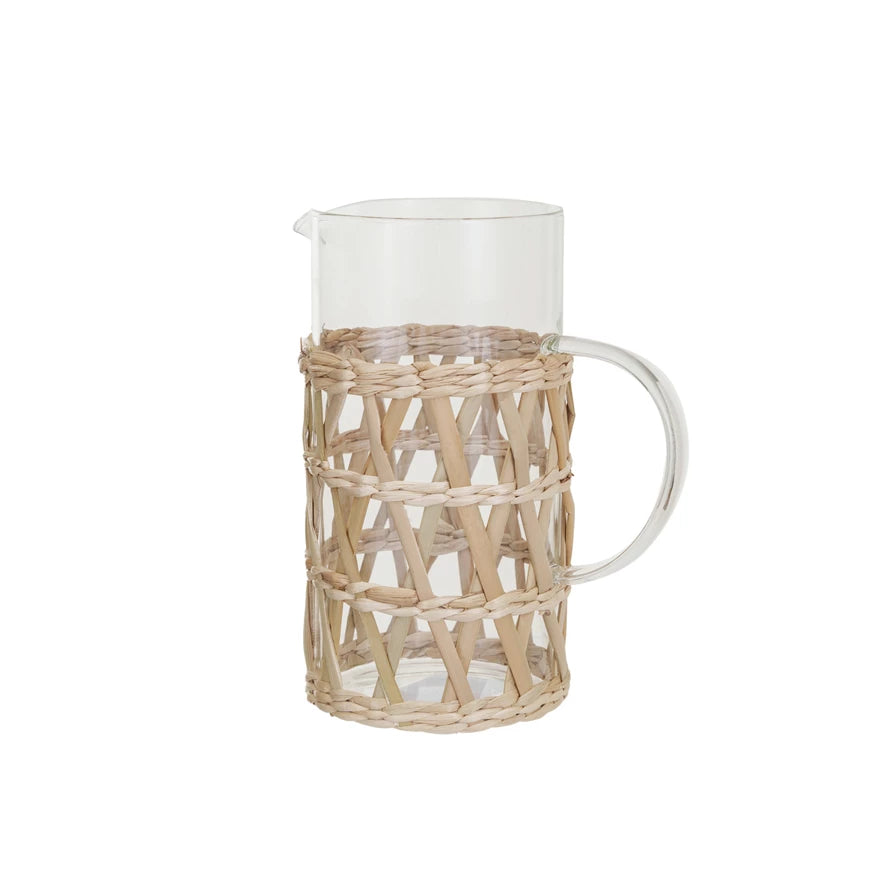 Glass Pitcher w/ Woven Sleeve 1-1/4 Quart