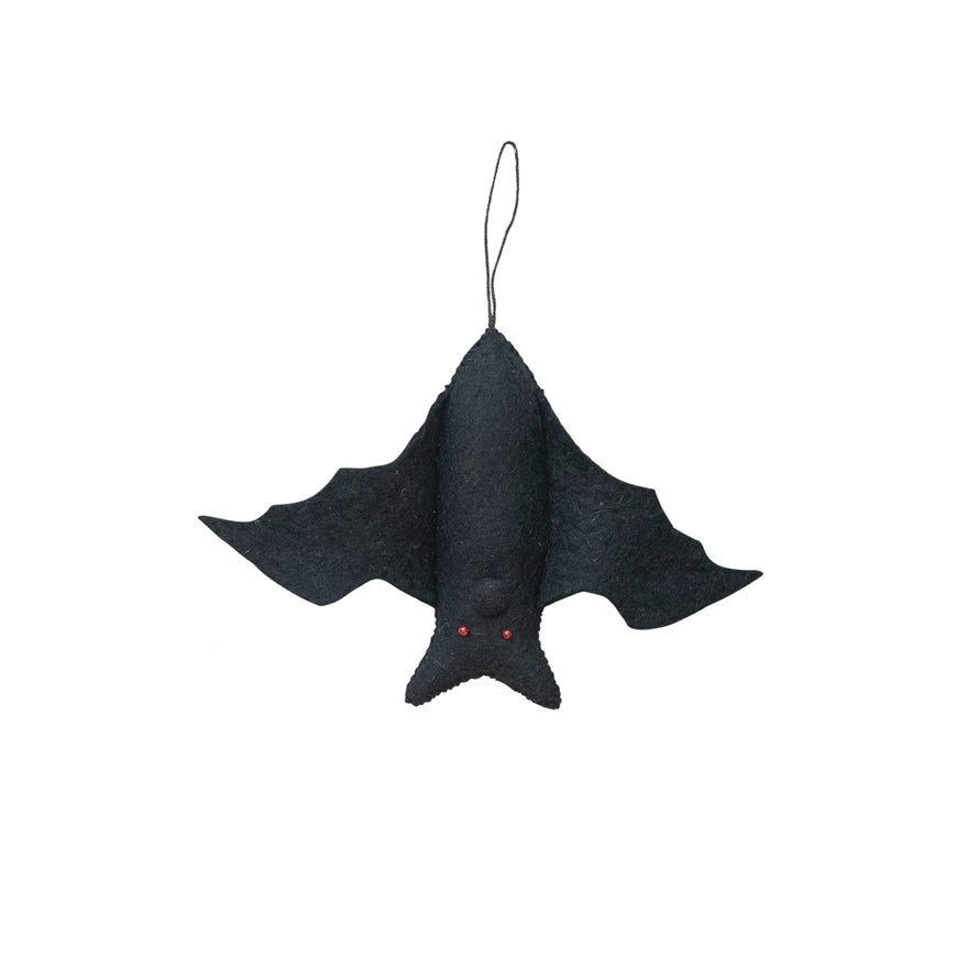 Handmade Wool Felt Bat Ornament, Black