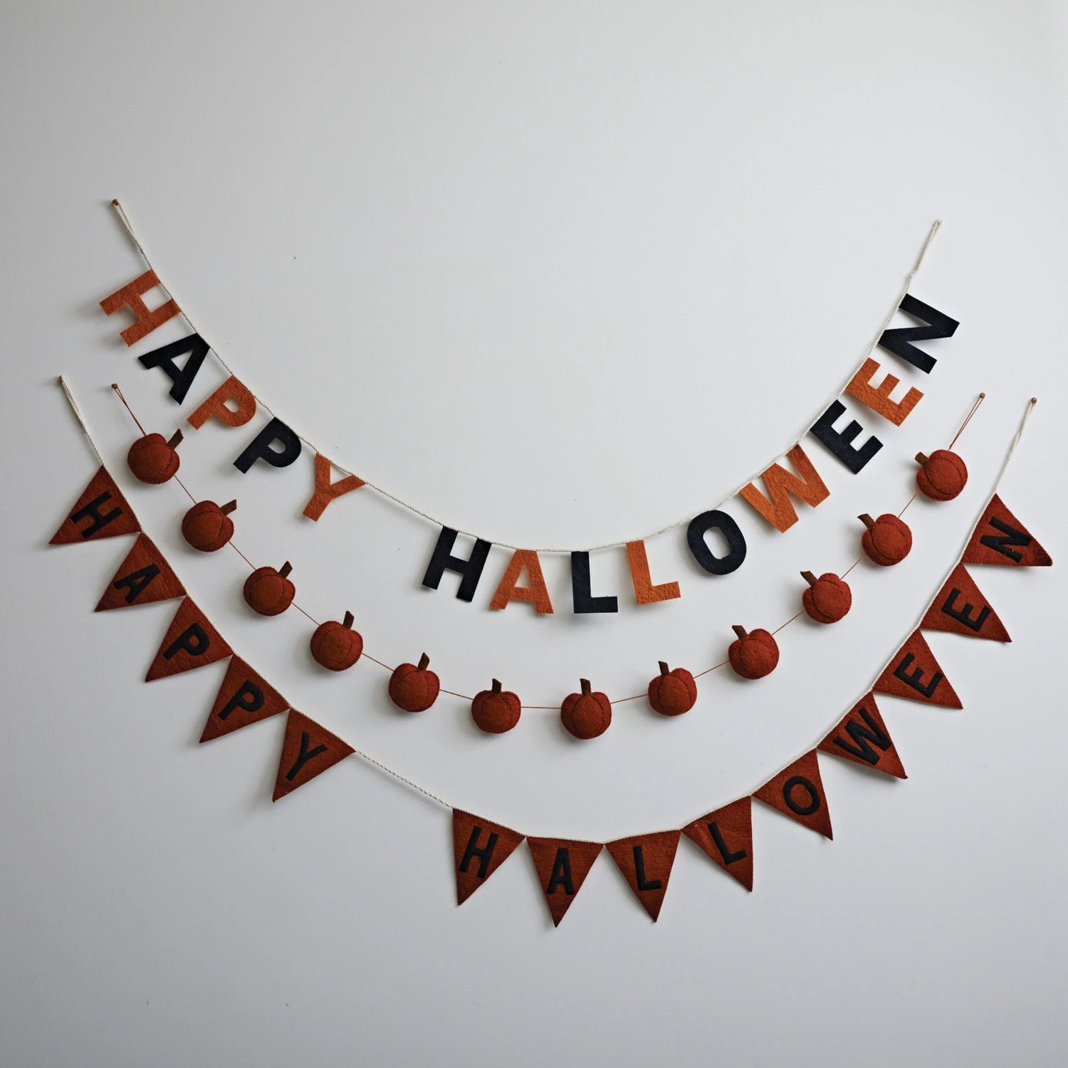 Handmade Wool Felt Banner "Happy Halloween",