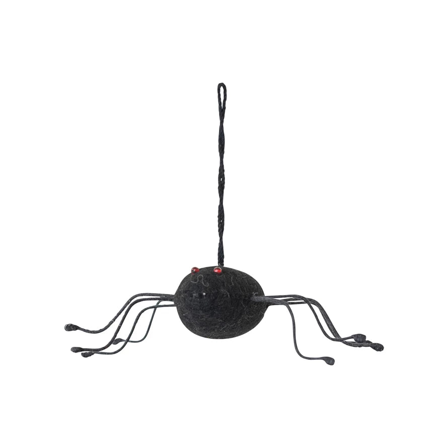 Handmade Wool Felt & Wire Spider Ornament