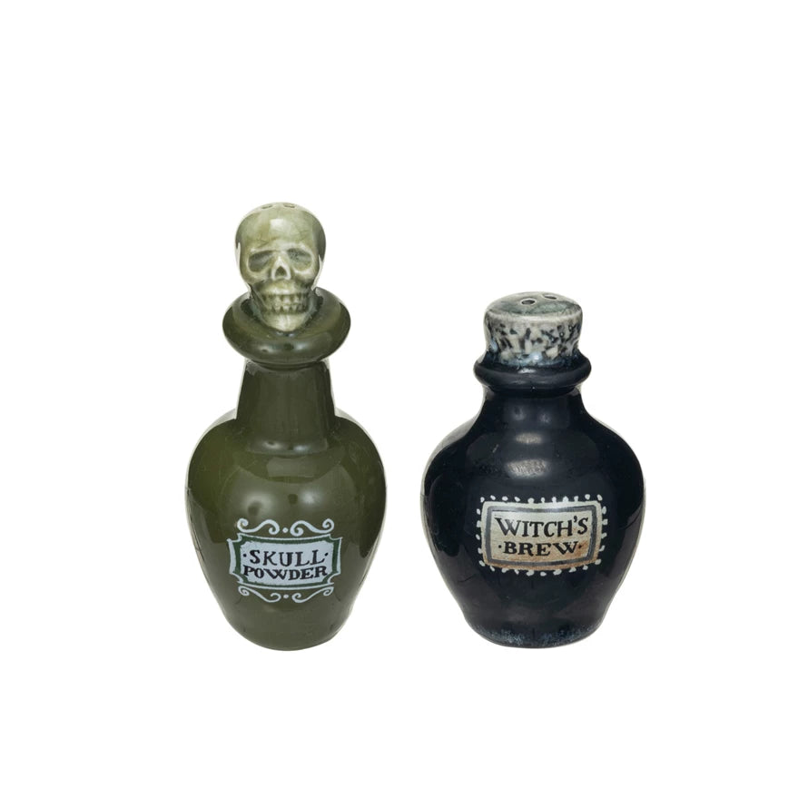 Stoneware Potion Bottle Salt & Pepper Shakers, Set of 2 ©