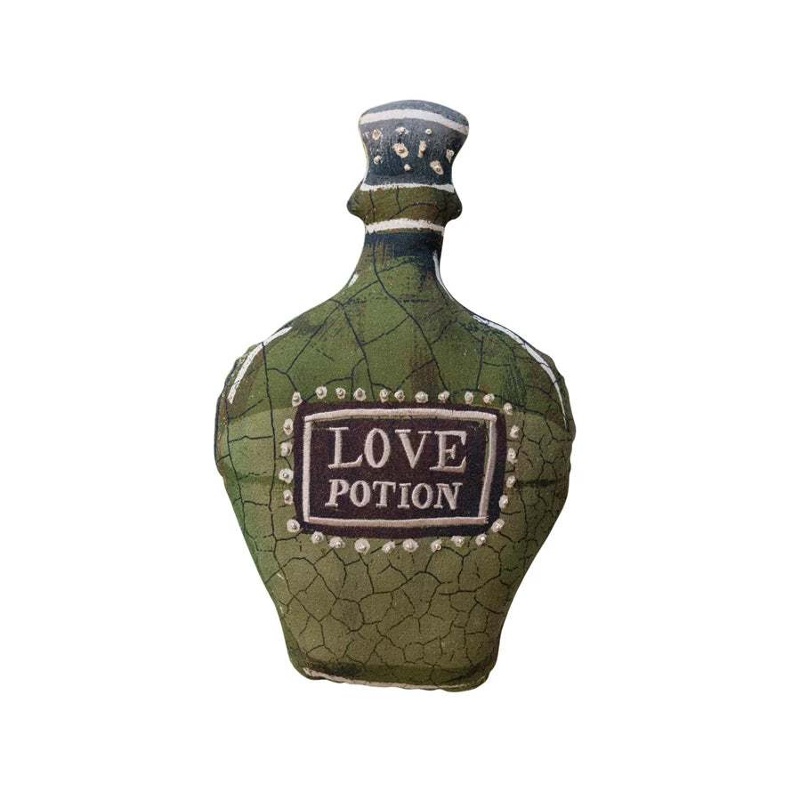 Cotton Potion Bottle Shaped Pillow w/ Embroidery & French Knots