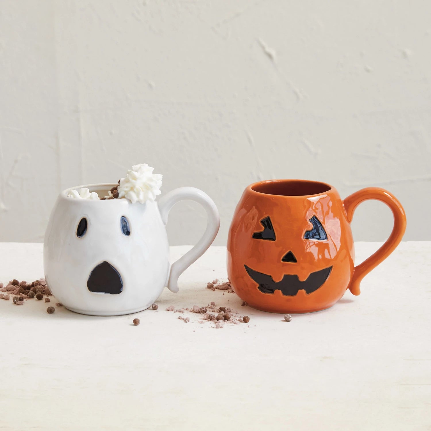 Debossed Stoneware Ghost Shaped Mug