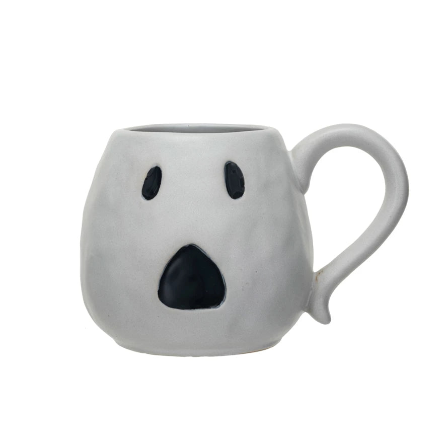 Debossed Stoneware Ghost Shaped Mug