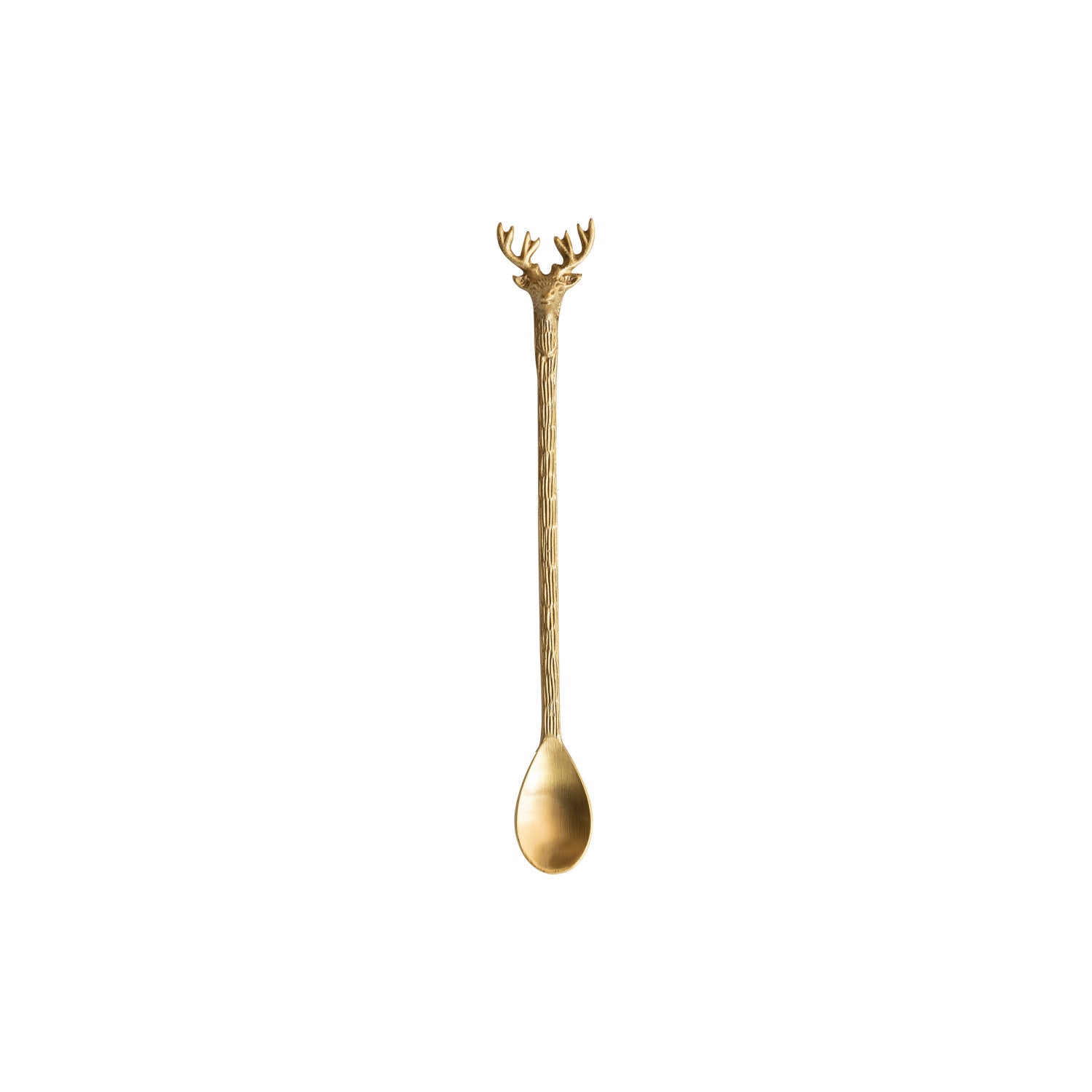 Brass Cocktail Spoon w/ Reindeer Handle