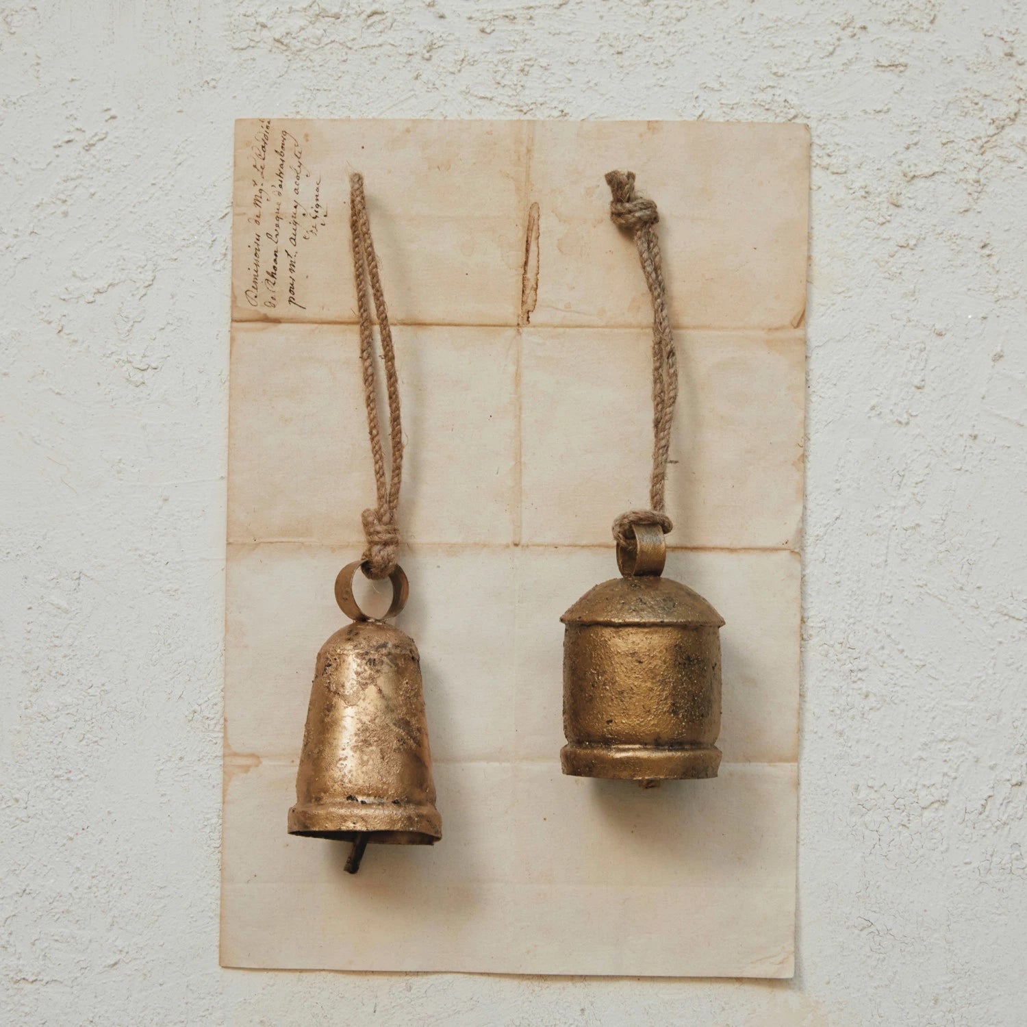 Metal Bell Ornament, Antique Brass Finish, 2 Styles