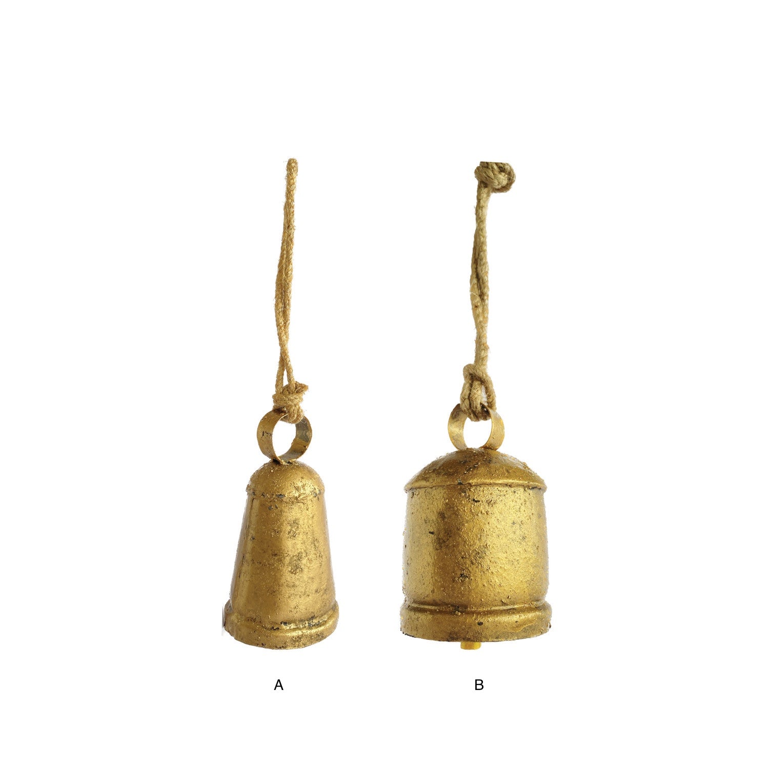 Metal Bell Ornament, Antique Brass Finish, 2 Styles