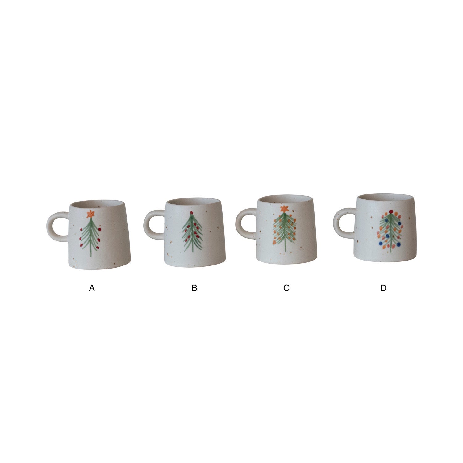 Hand-Painted Stoneware Mug w/ Christmas Tree, 4 Styles