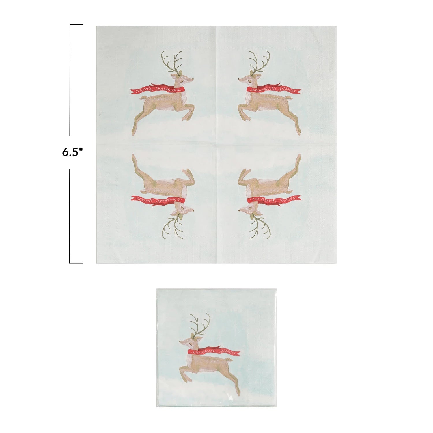 Paper Napkins w/ Reindeer in Scarf "Merry Christmas" (Contains 50 Folded Pieces) ©