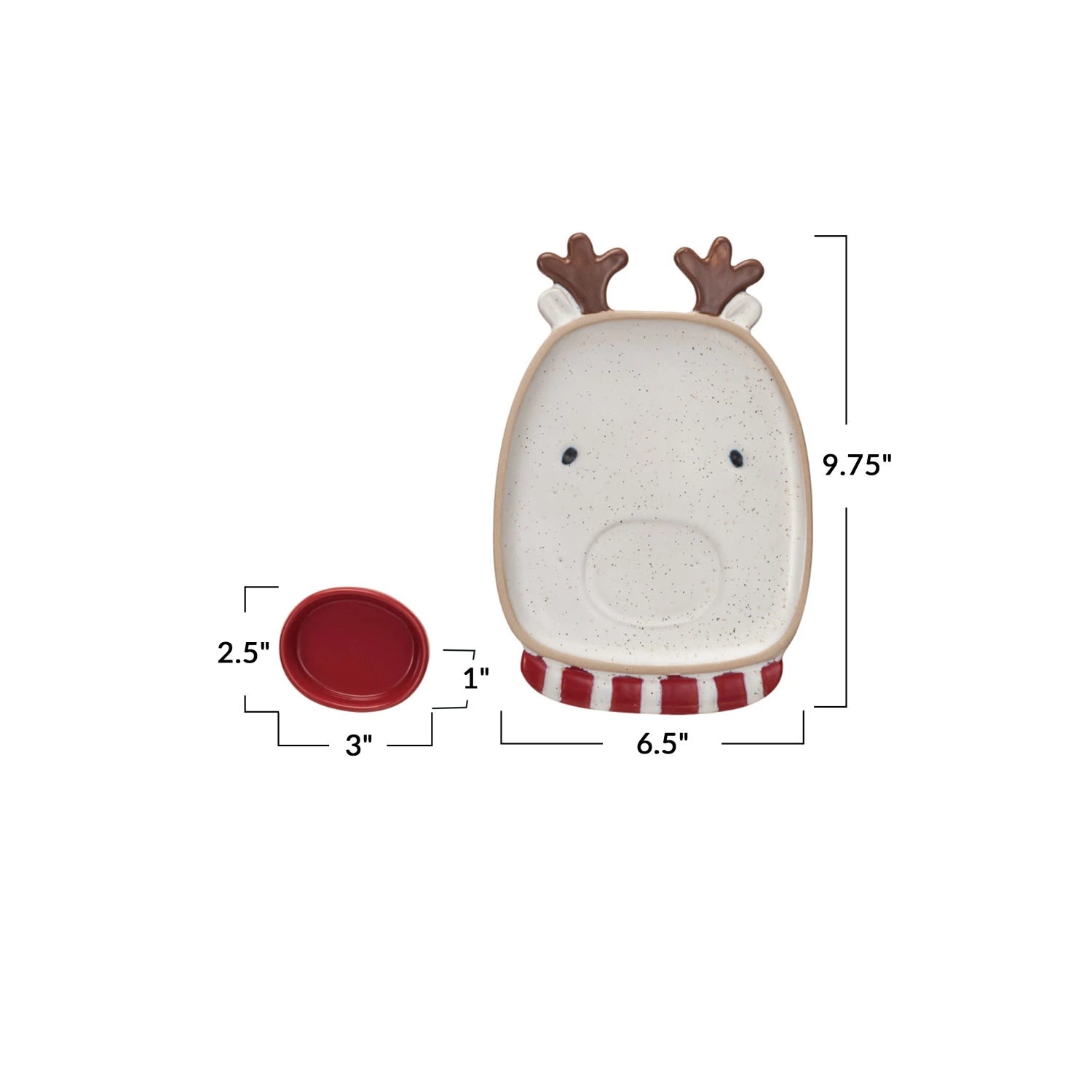 Stoneware Reindeer Shaped Platter w/ Dish, Set of 2 (Each One Will Vary)