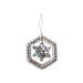 Metal & Acrylic Jewel Snowflake Ornament w/ Hexagon Frame, Silver Finish